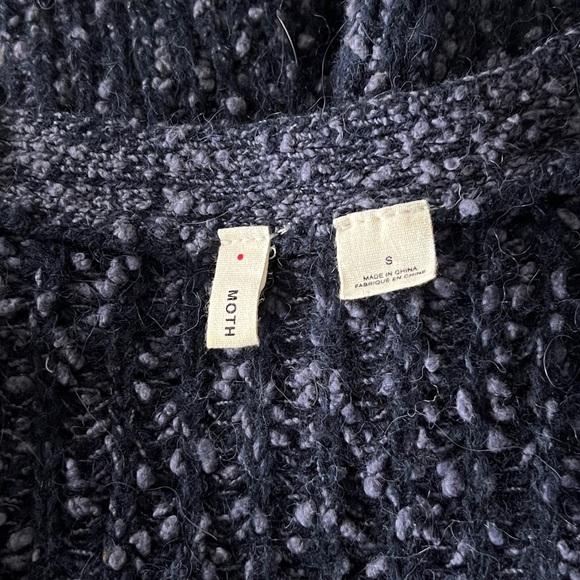 Anthropologie Moth Wool Alpaca Knit V Neck Sweater Navy Size Small - Picture 5 of 7